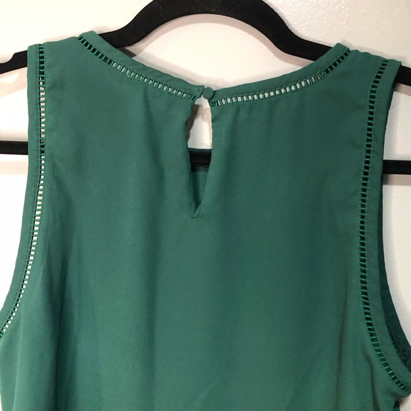 J Crew Women's Dark Green Sleeveless Tank Top with Ladder Trim - Picture 9 of 10